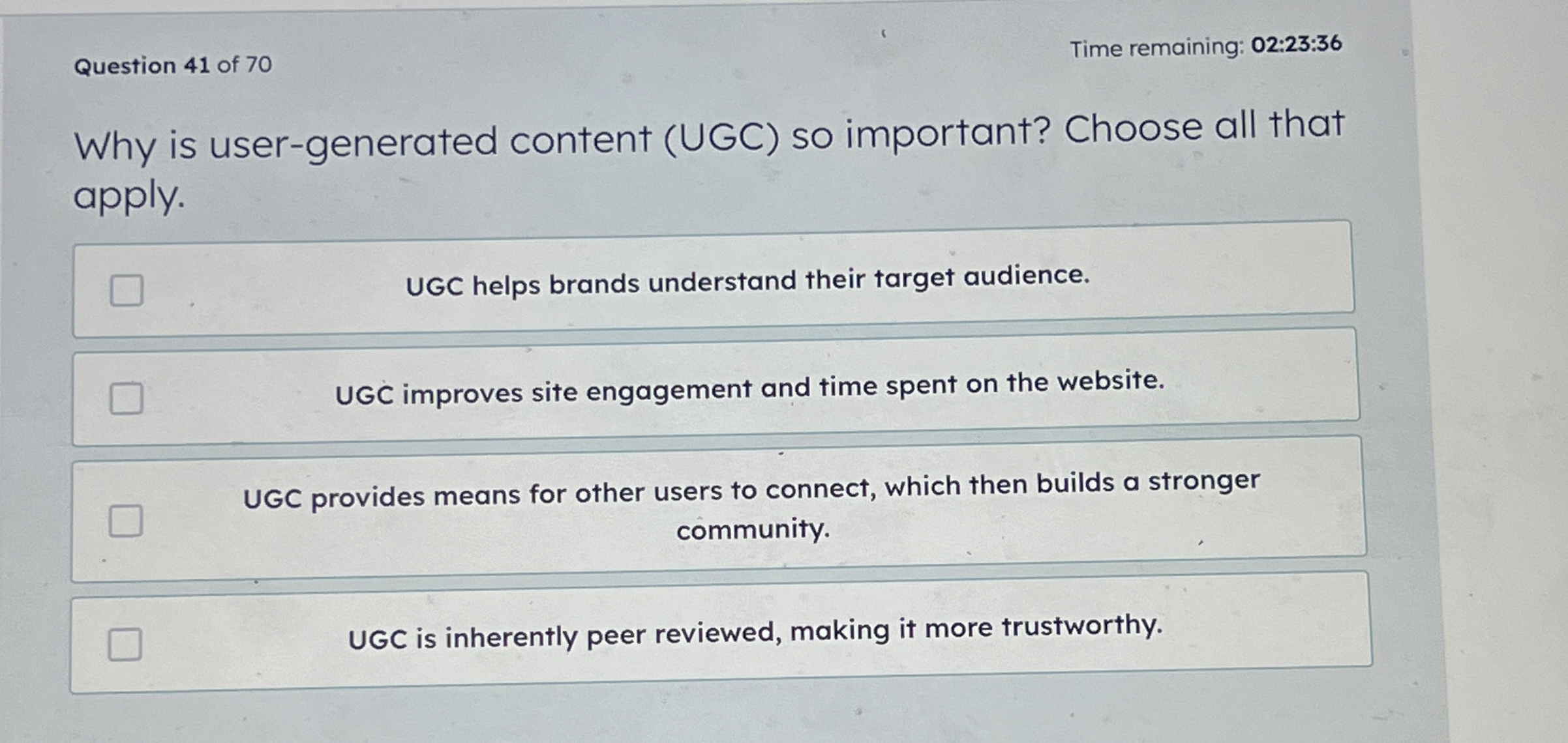 Question 4 1 of 7 0 Time remaining: 0 2 : 2 3 : 3
