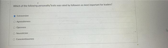 Which of the following personality traits was