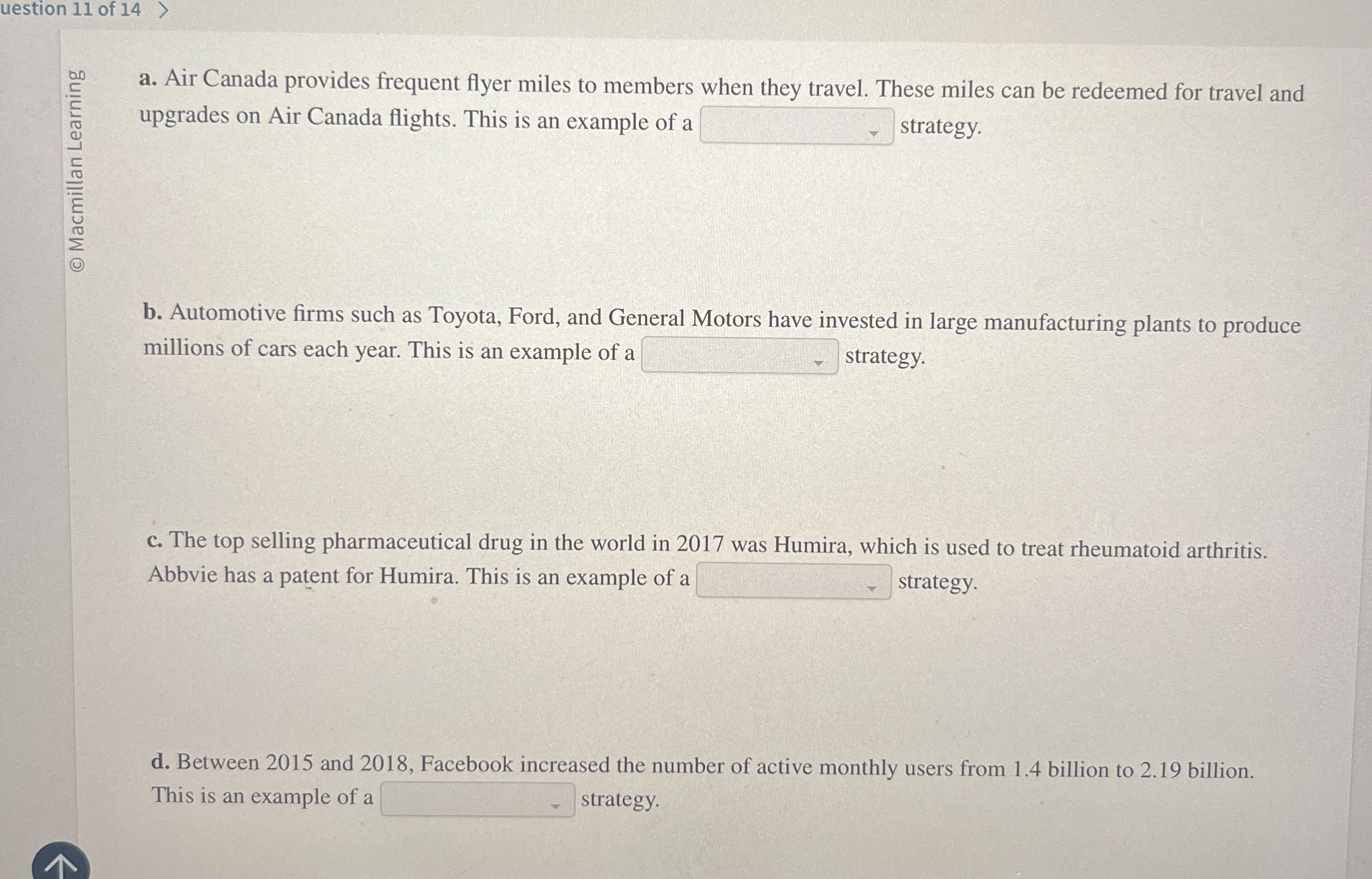 uestion 1 1 of 1 4 a . Air Canada provides