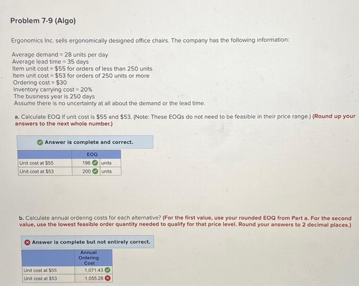 Please help with incorrect ones Problem 7-9