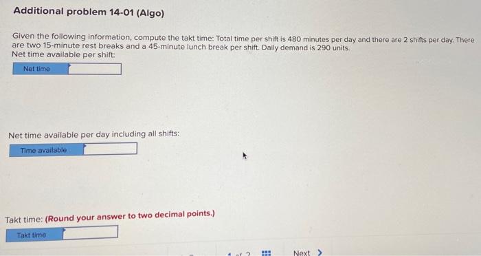 Additional problem 14-01 (Algo) Given the