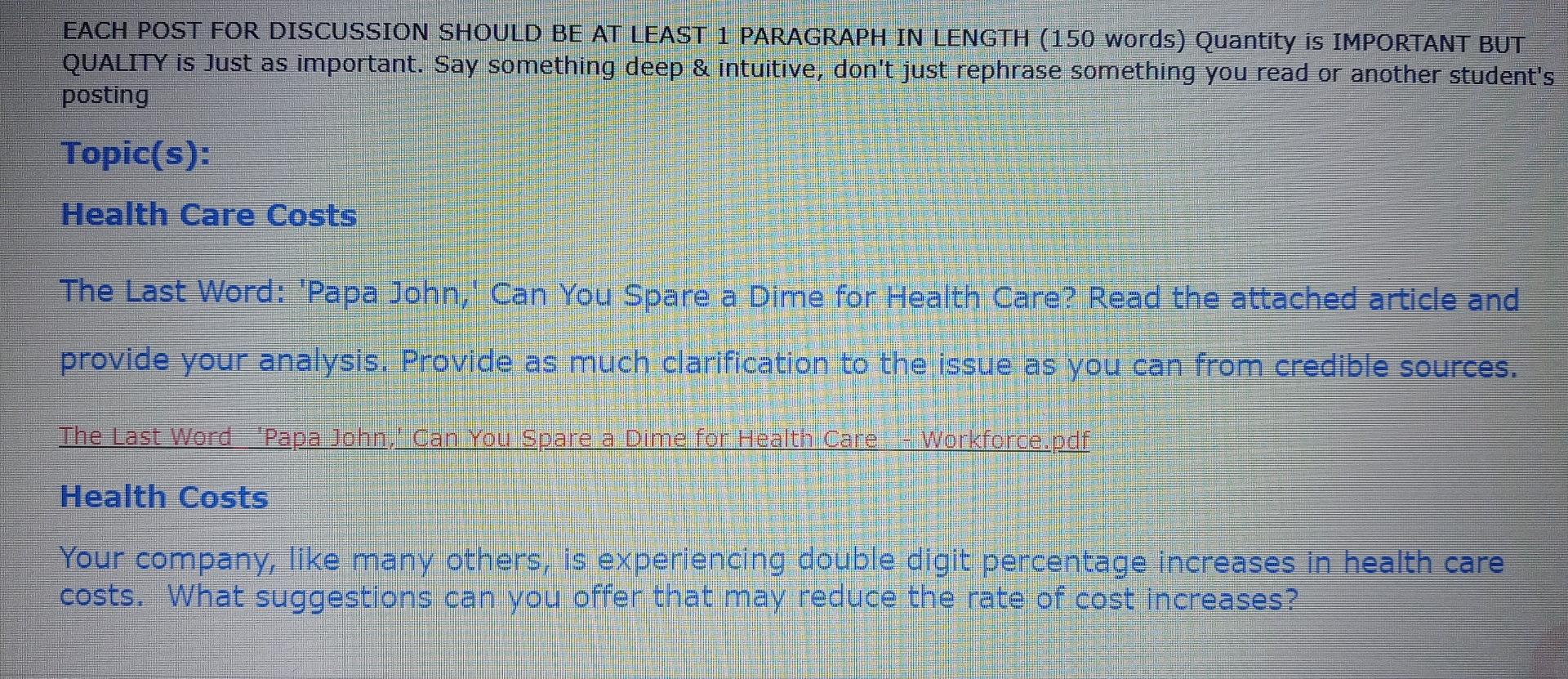 if possible please answer each topic question