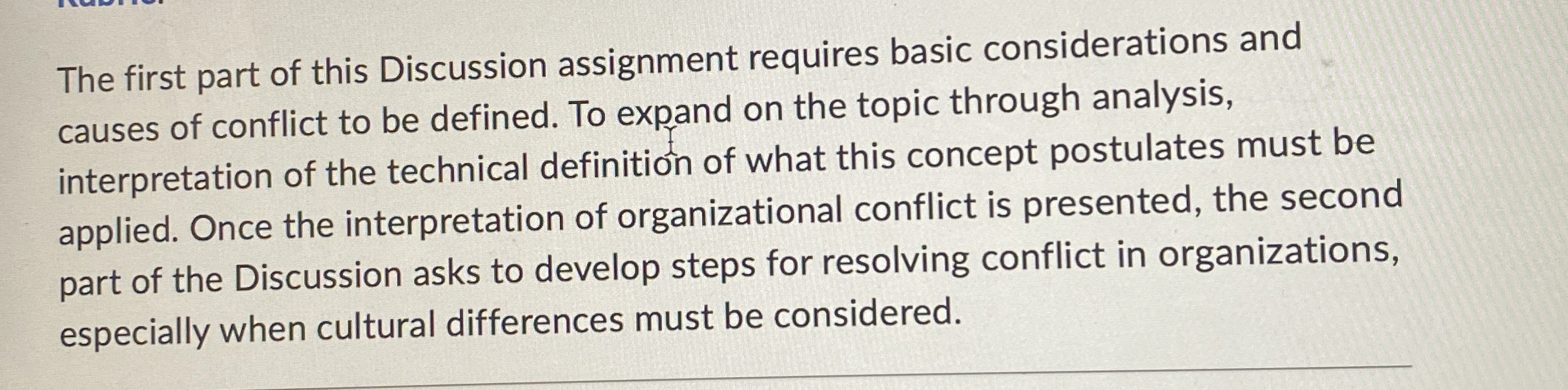 The first part of this Discussion assignment