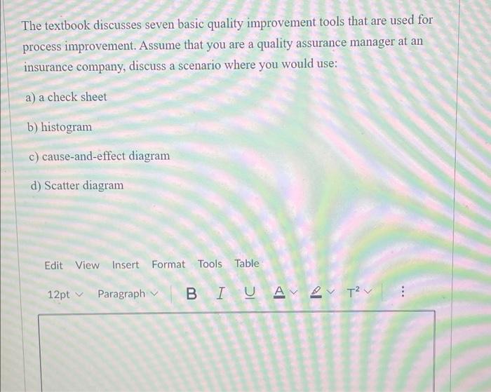 The textbook discusses seven basic quality