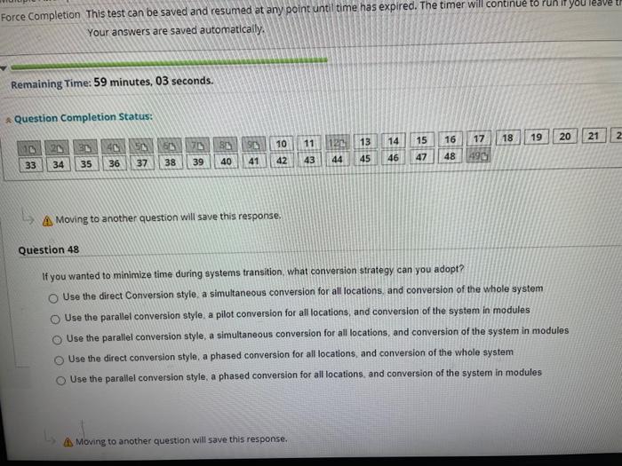 Force Completion This test can be saved and