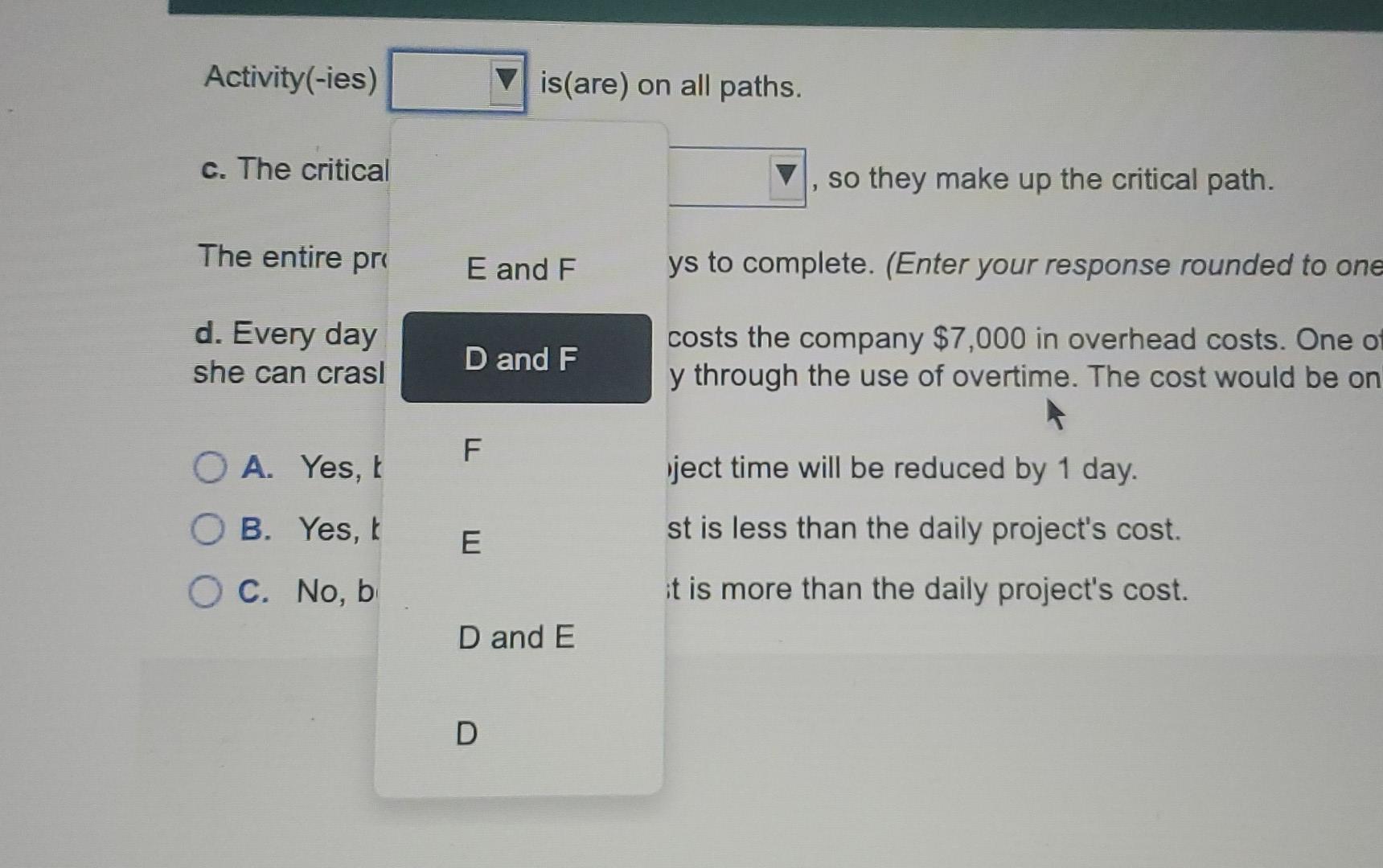 a. Choose the correct project network diagram