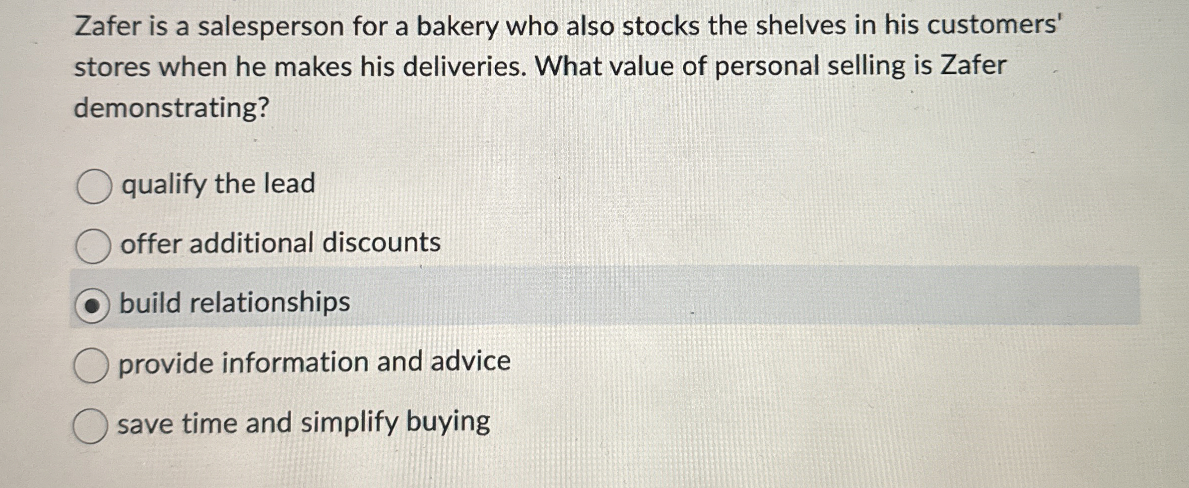 Zafer is a salesperson for a bakery who also