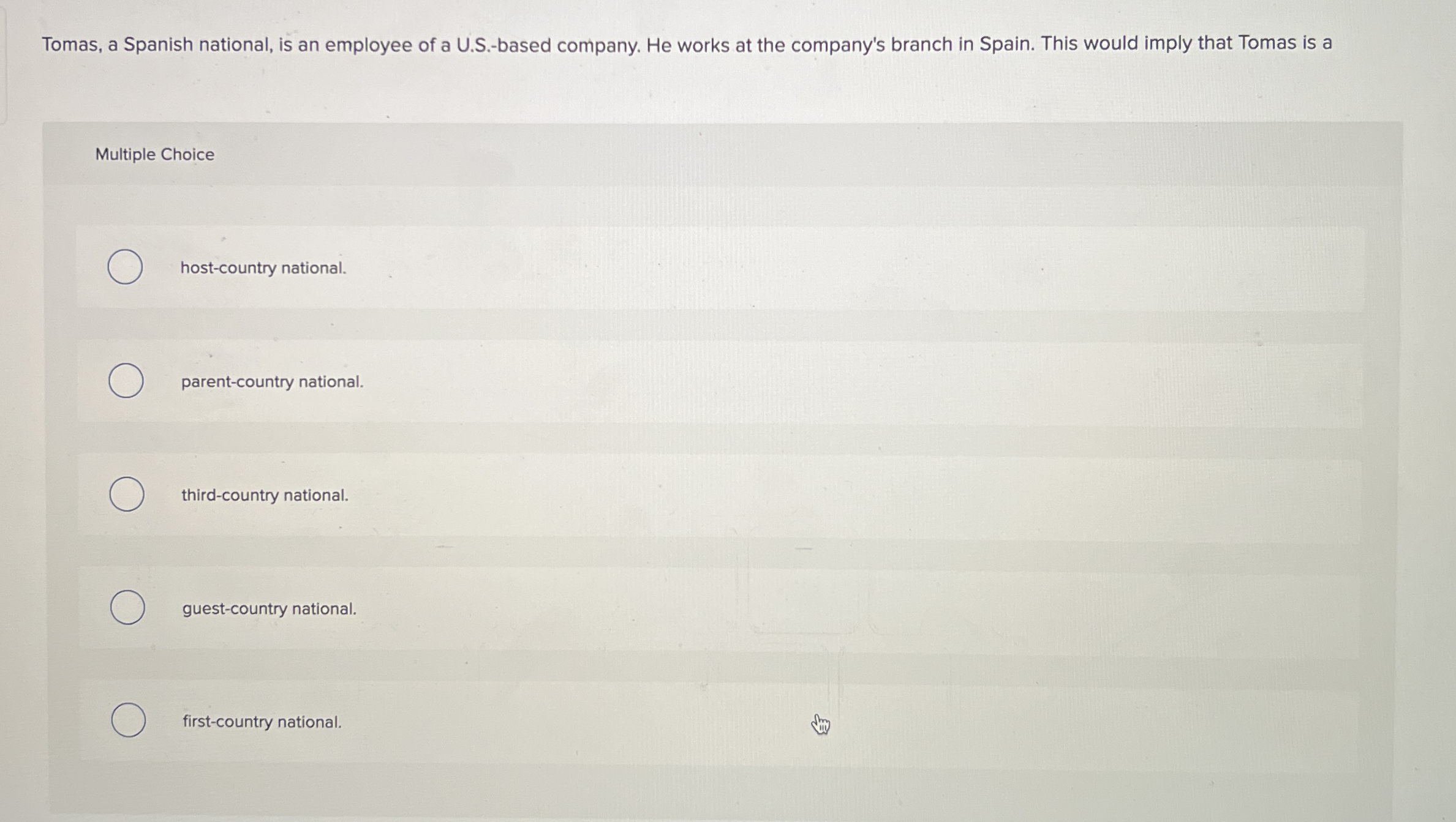 Tomas, a Spanish national, is an employee of a U