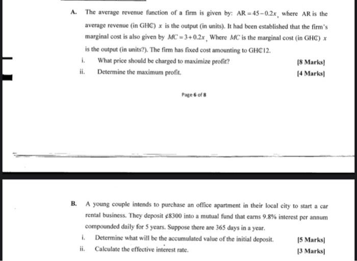A. The average revenue function of a firm is