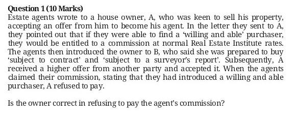 Question 1(10 Marks) Estate agents wrote to a