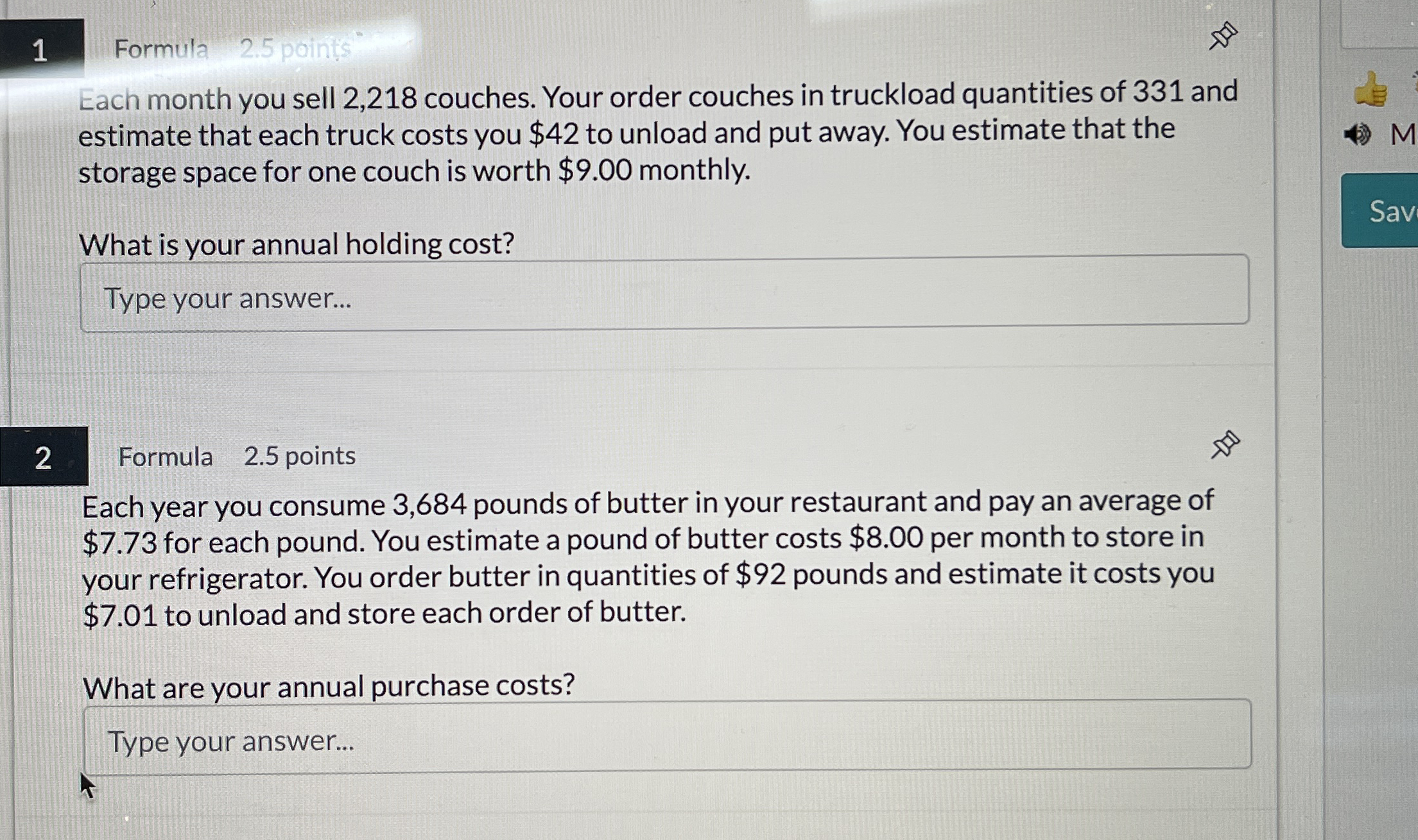 1 Formula Each month you sell 2 , 2 1 8 couches.