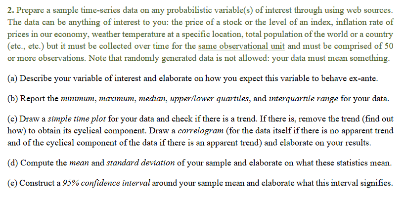 2. Prepare a sample time-series data on any
