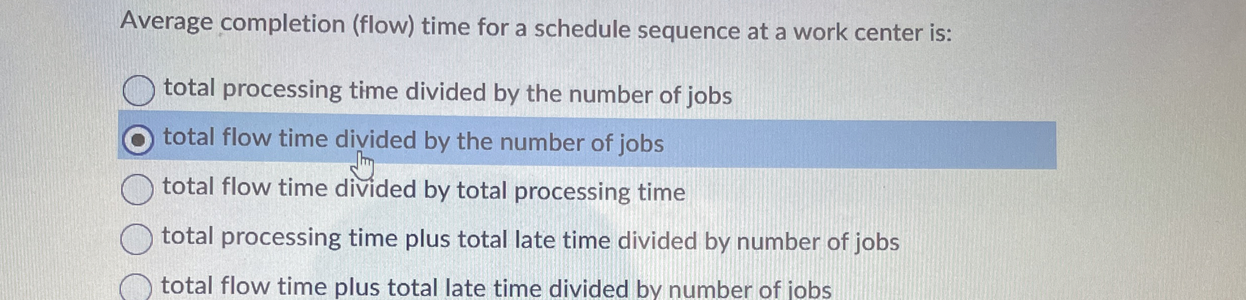 Average completion ( flow ) time for a schedule