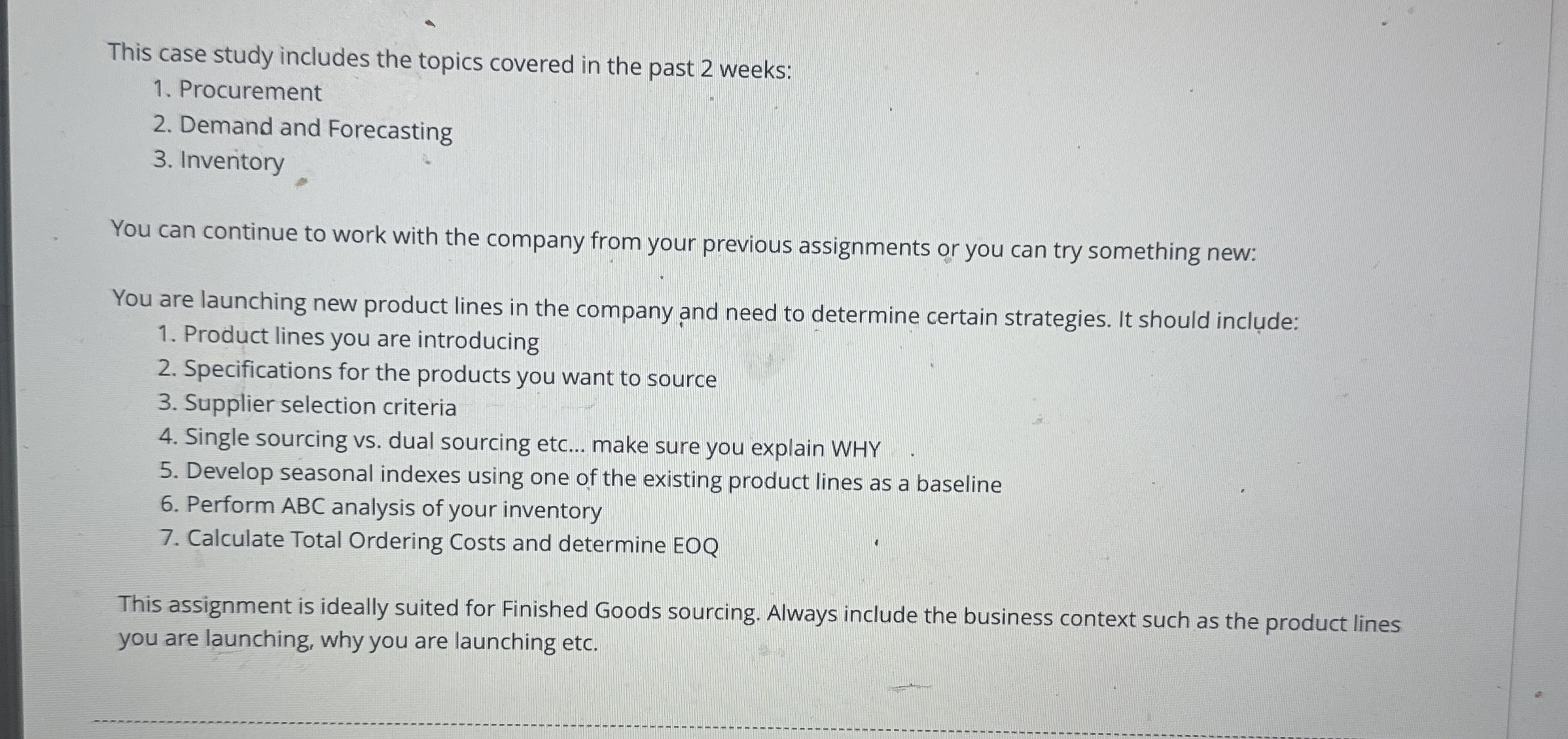 This case study includes the topics covered in