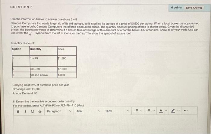 how do you solve this questions? QUESTION 6 6