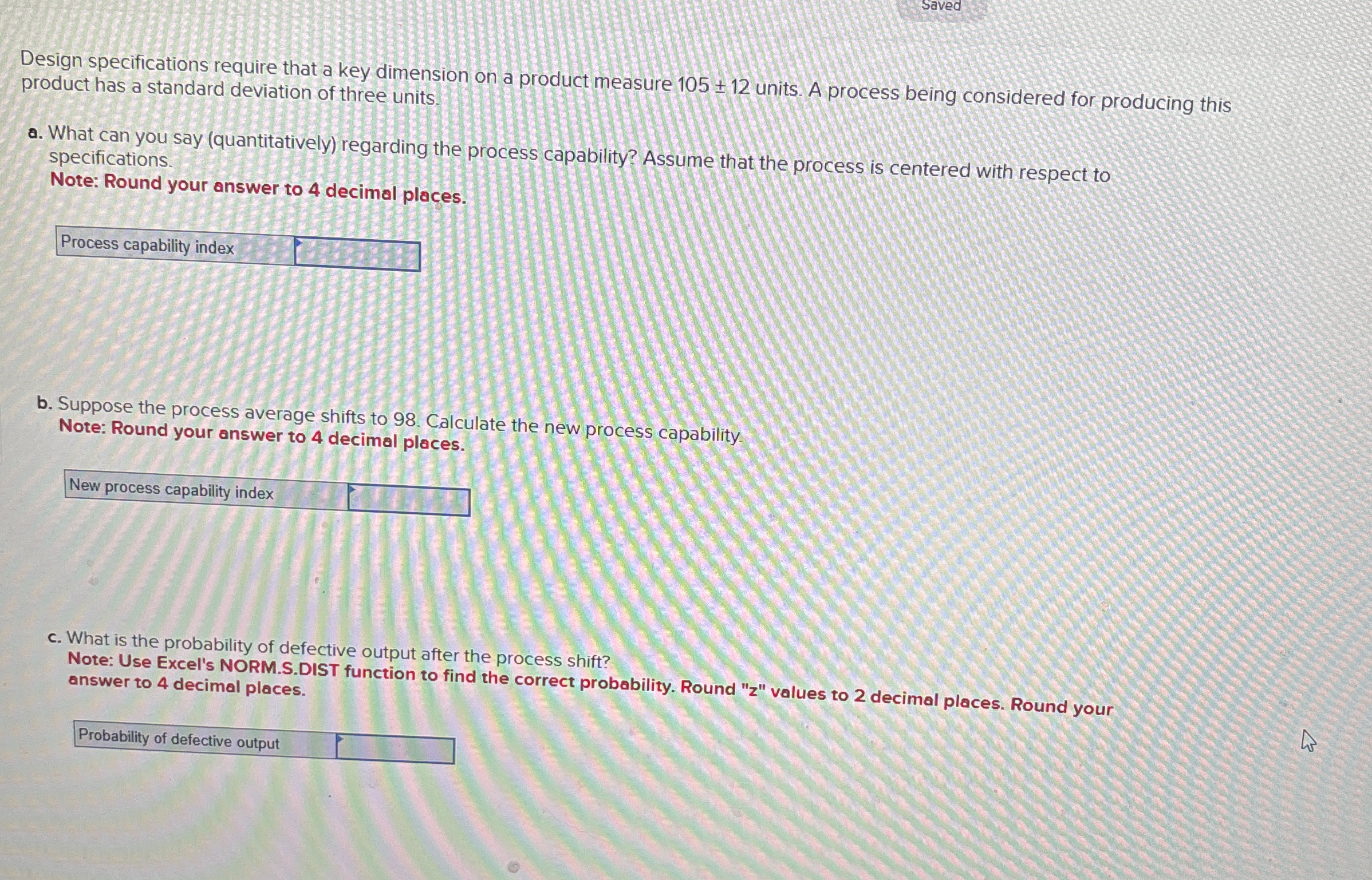 Saved Design specifications require that a key