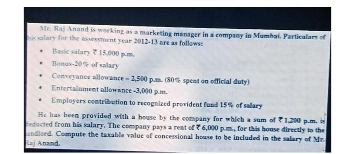 . . . Mr. Raj Anand is working as a marketing