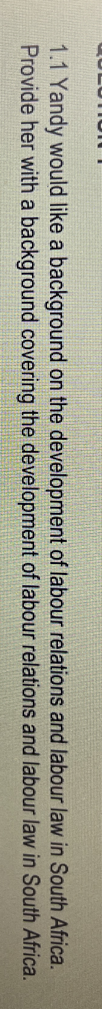 1 . 1 Yandy would like a background on the