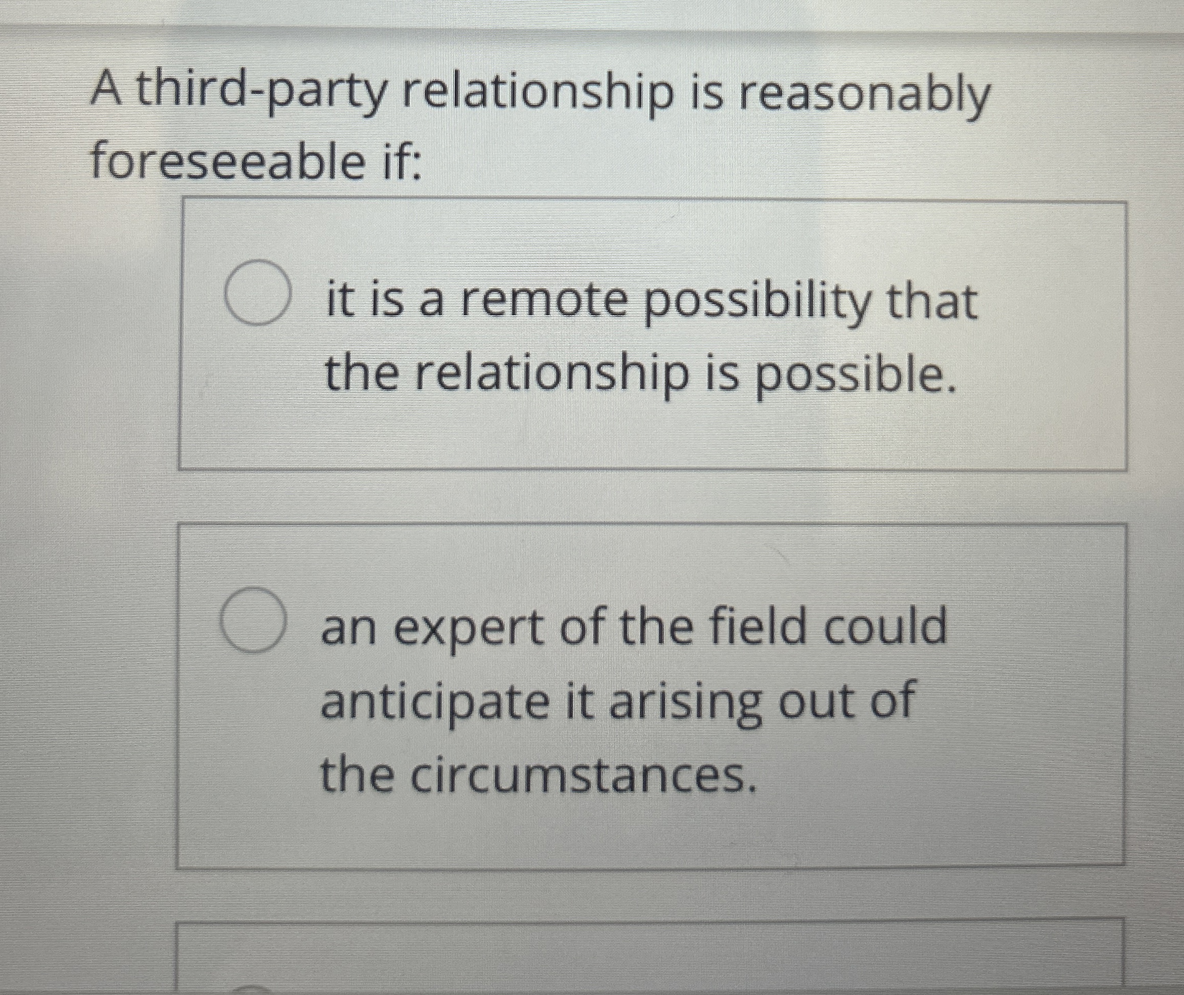 A third - party relationship is reasonably