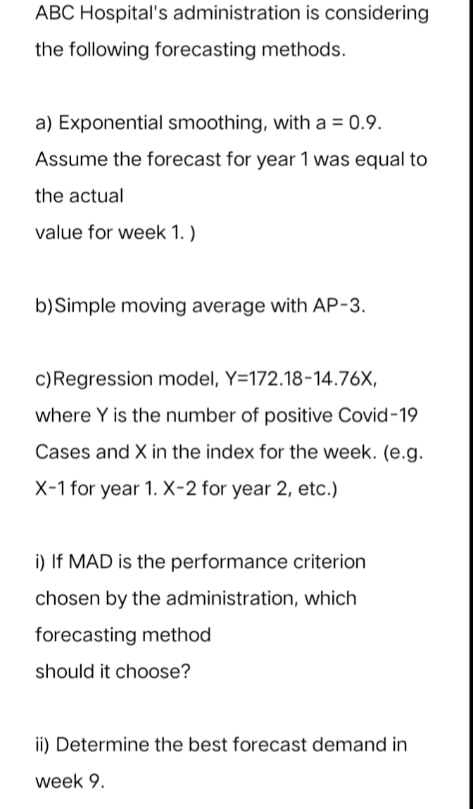 ABC Hospital's administration is considering the