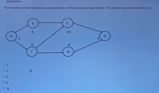 QUESTION 11 The following network shows a