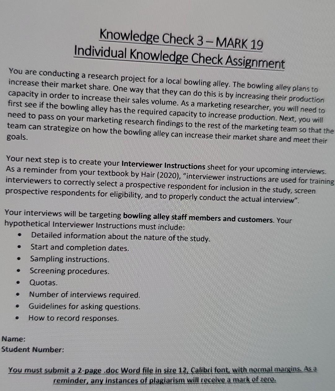 Knowledge Check 3-MARK 19 Individual Knowledge