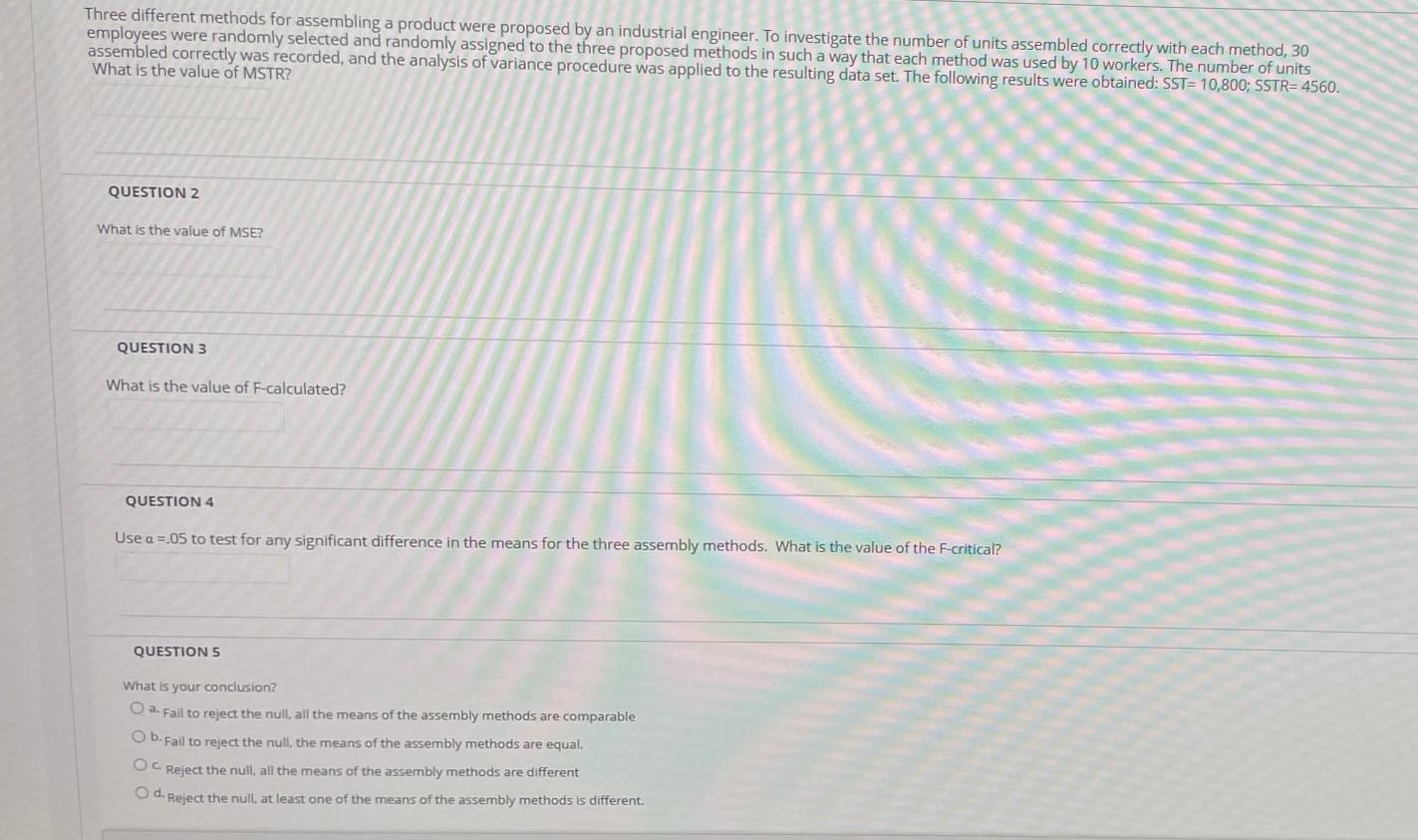 Three different methods for assembling a product