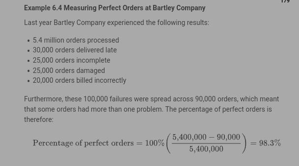 4. Consider the perfect order calculation for