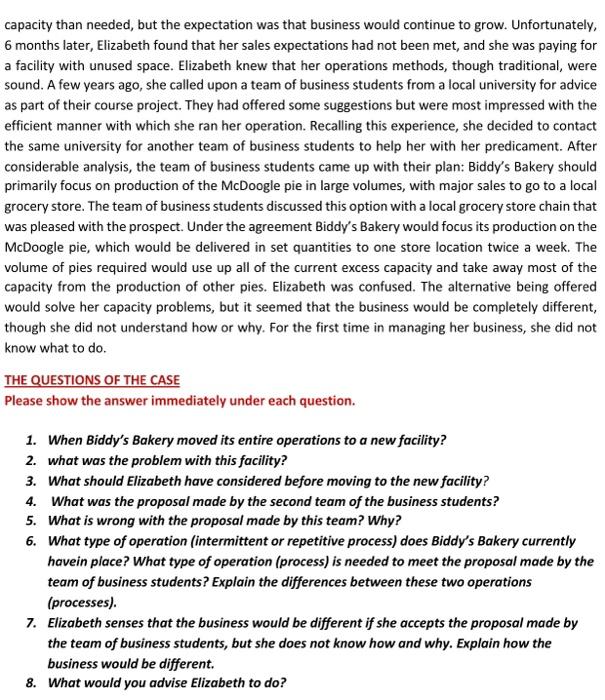 Case study: Biddy's Bakery (BB) [8 Questions are