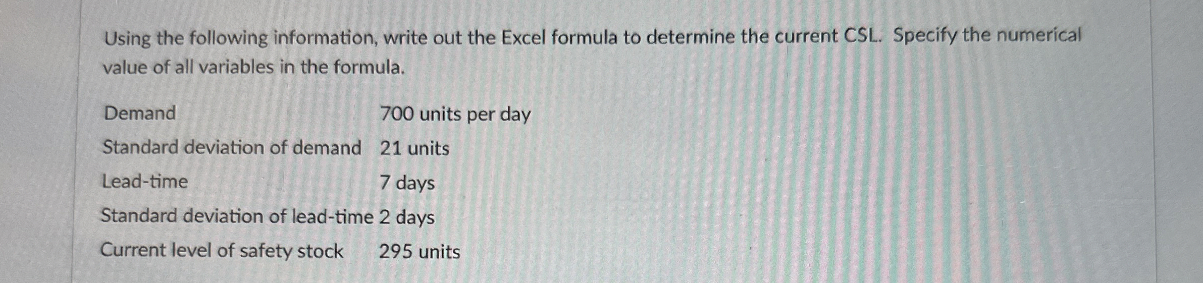 Using the following information, write out the