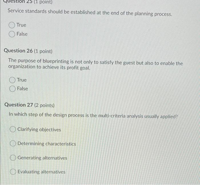 Help?? Question 23 (2 points) Service excellence