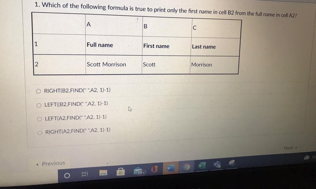 1. Which of the following formula is true to