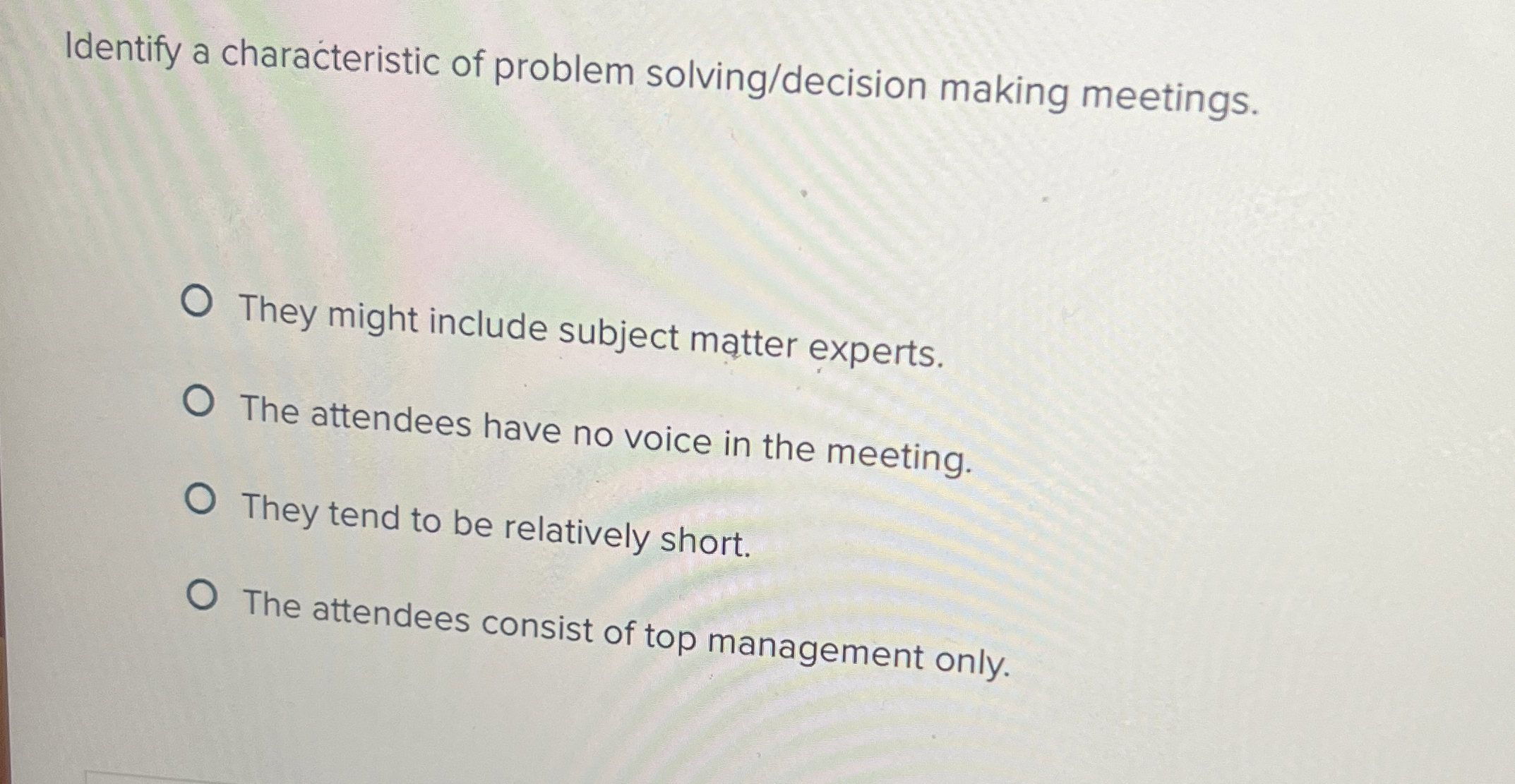 Identify a characteristic of problem solving /