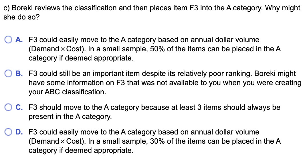 c ) Boreki reviews the classification and then