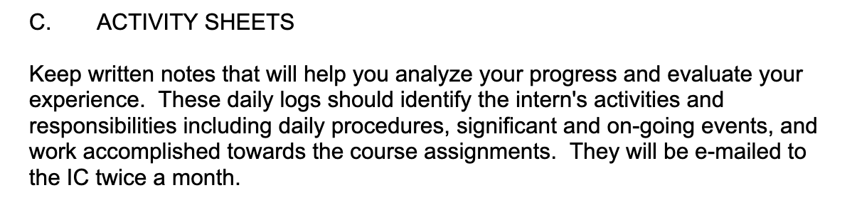 CAN I HAVE AN EXAMPLE OF AN ACTIVITY SHEET-