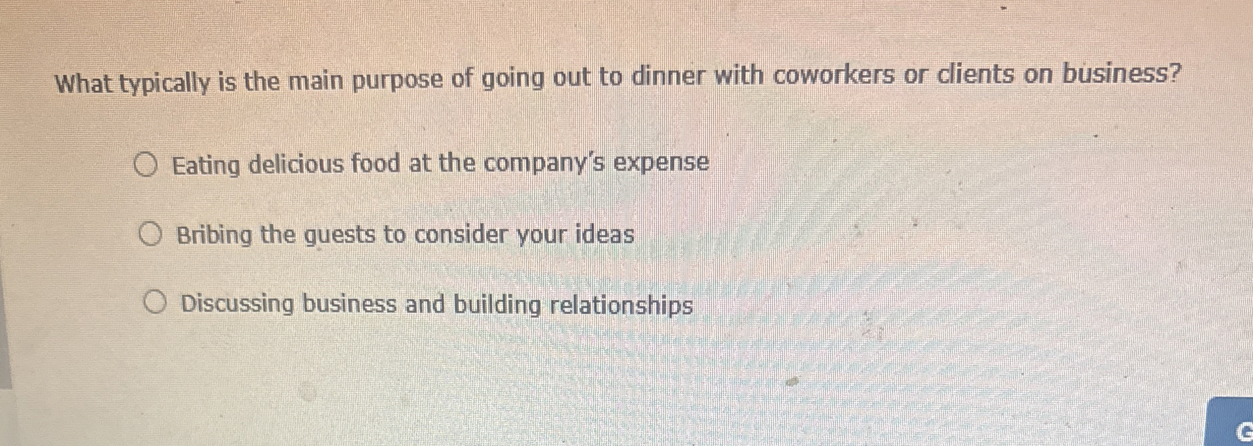 What typically is the main purpose of going out