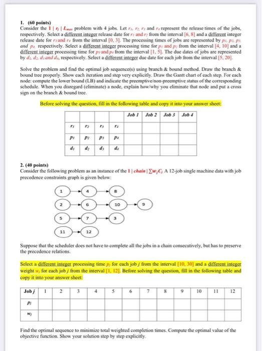 2. question please thank you 1. (60 points)