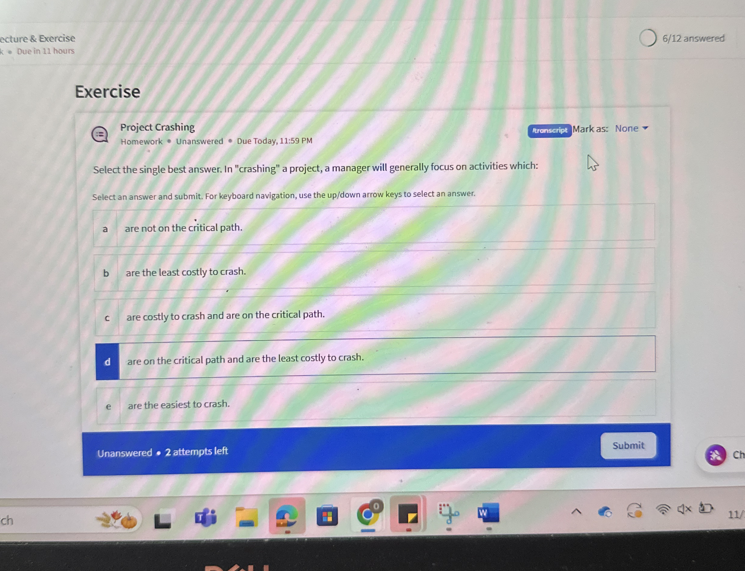 ecture & Exercise 6 / 1 2 answered Exercise