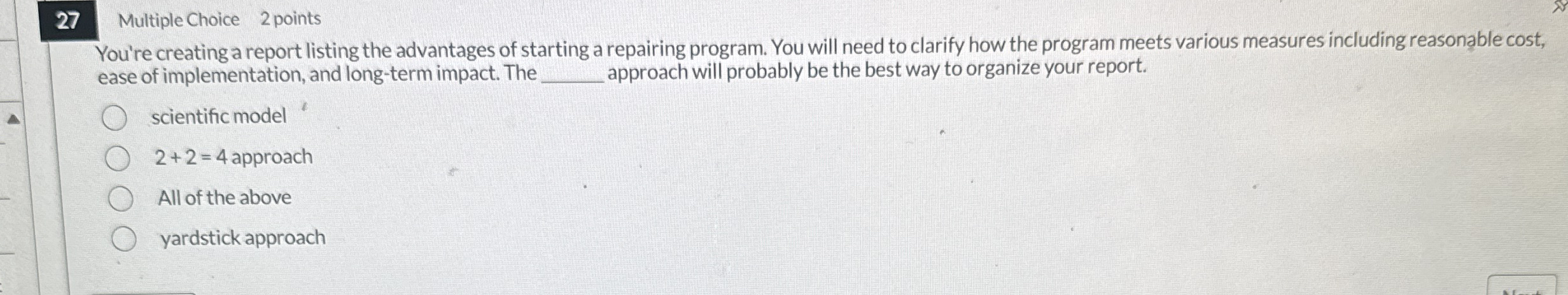 2 7 Multiple Choice 2 points You're creating a