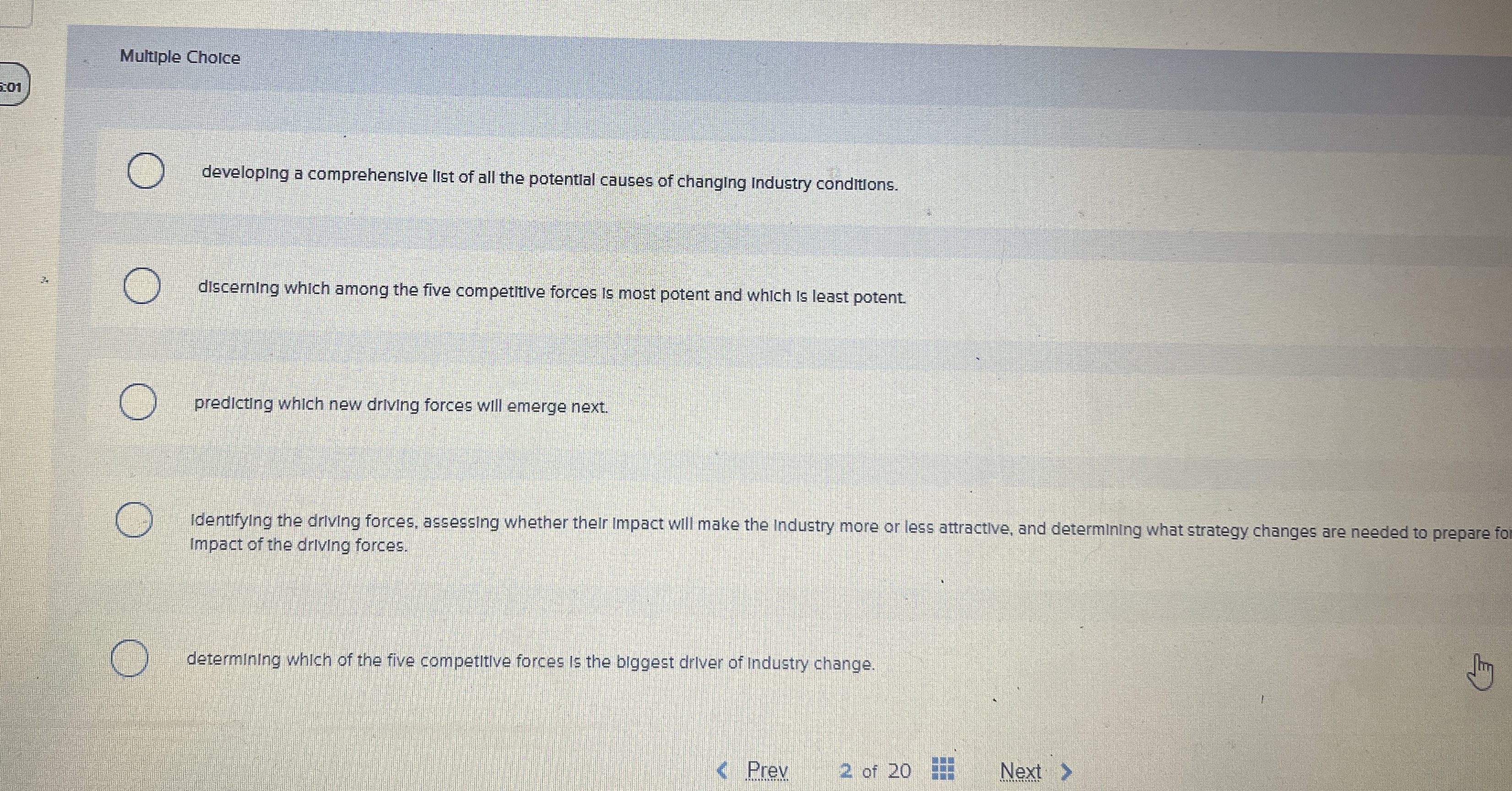 Multiple Choice 2 0 1 developing a comprehensive