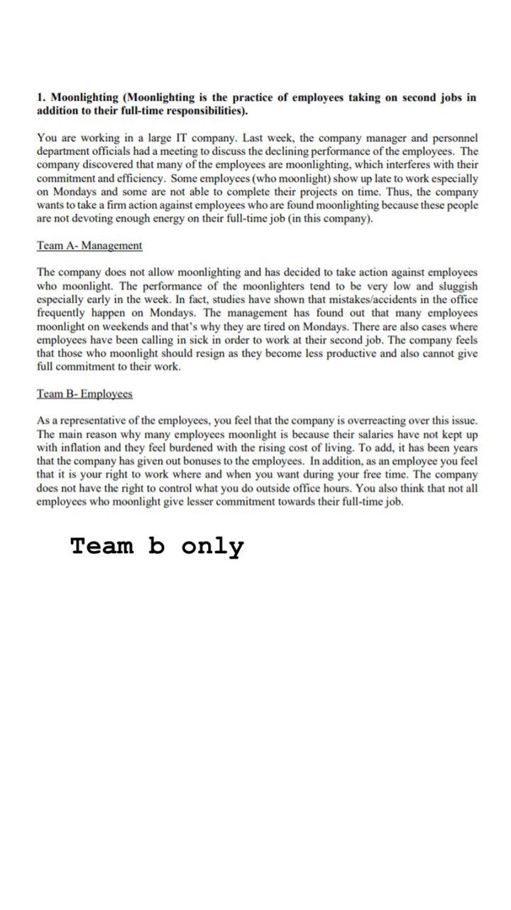 CREATE NEGOTIATION FROM THE TEXT BELOW 1.