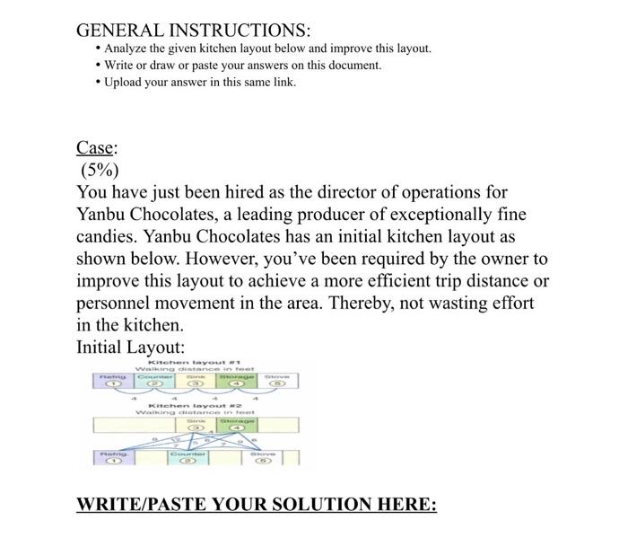 GENERAL INSTRUCTIONS: Analyze the given kitchen