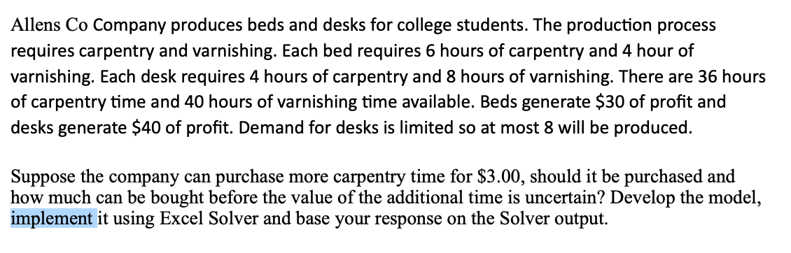 Solve using solver, please show equations for
