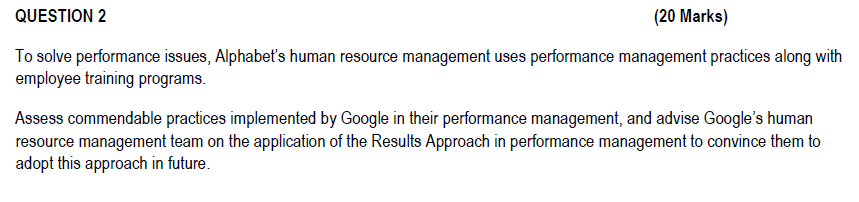 QUESTION 2 ( 2 0 Marks ) To solve performance