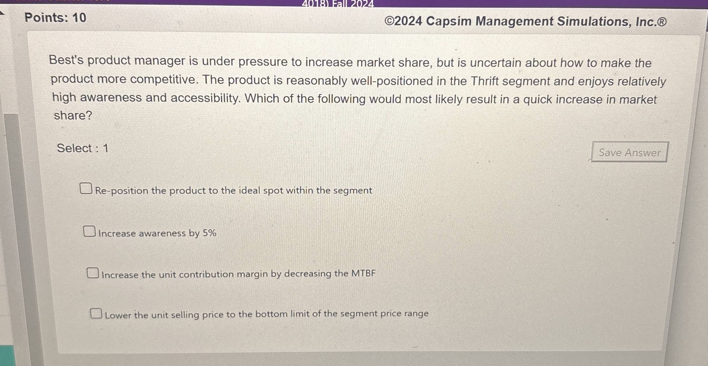Points: 1 0 2 0 2 4 Capsim Management