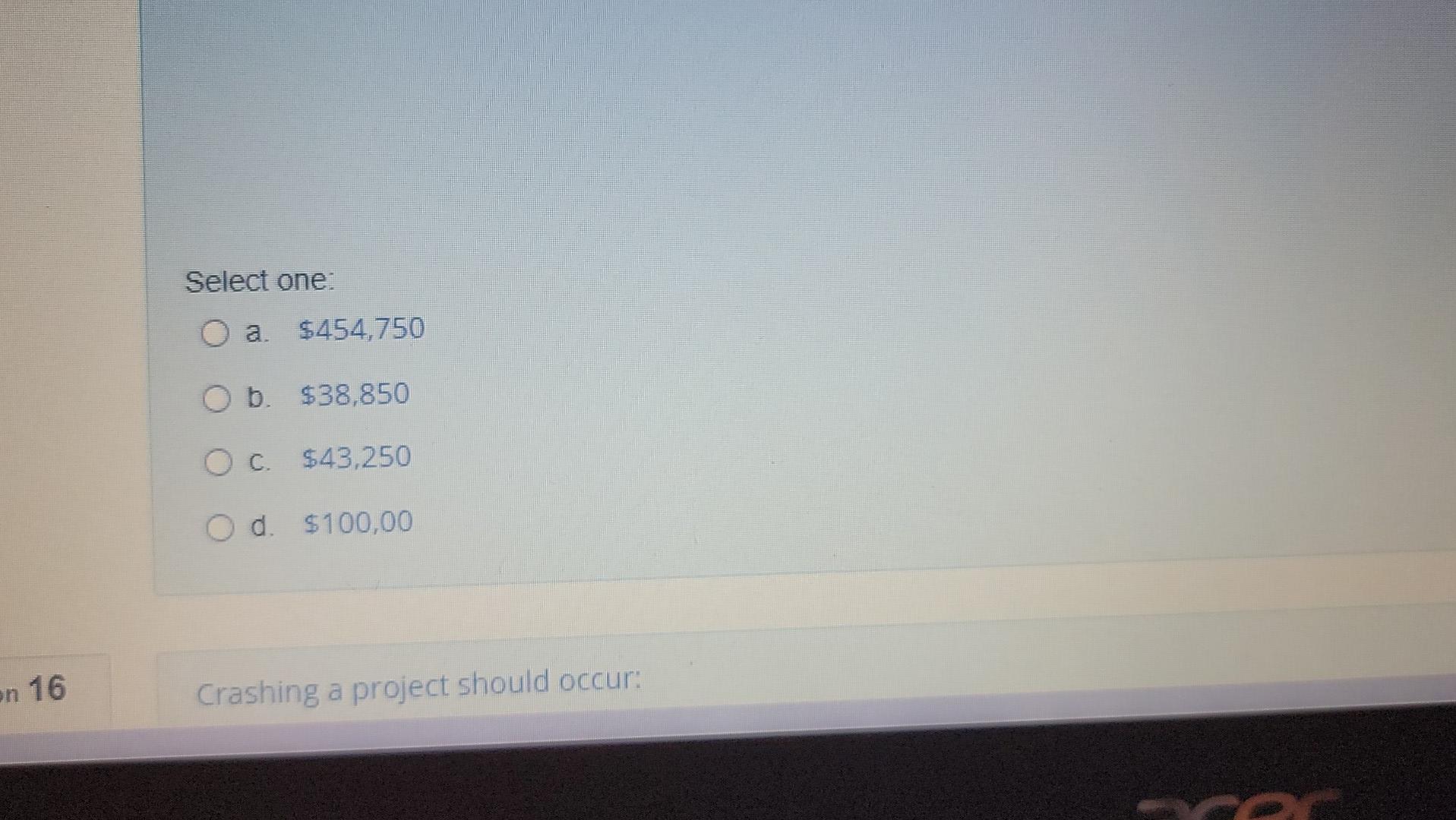 Use the data to calculate the eamed value for the