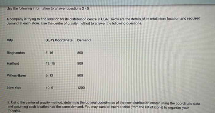 Use the following information to answer questions