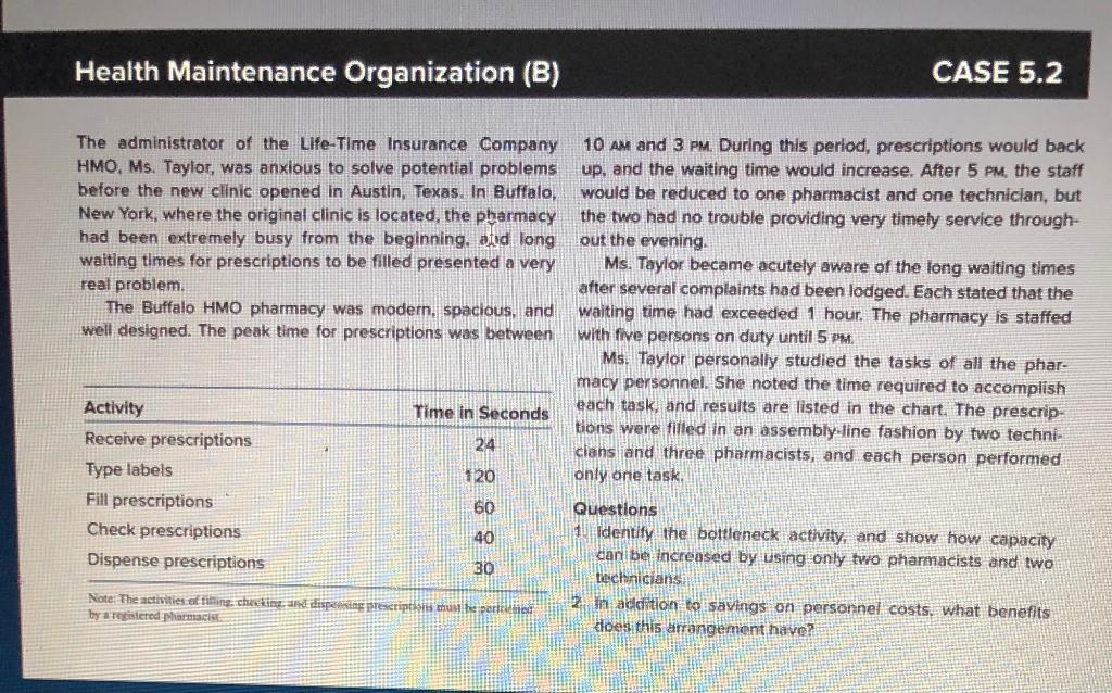 Health Maintenance Organization (B) CASE 5.2 The