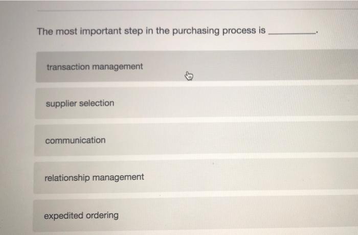 The most important step in the purchasing process
