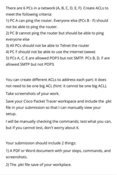 There are 6 PCs in a network (A, B, C, D, E, F).